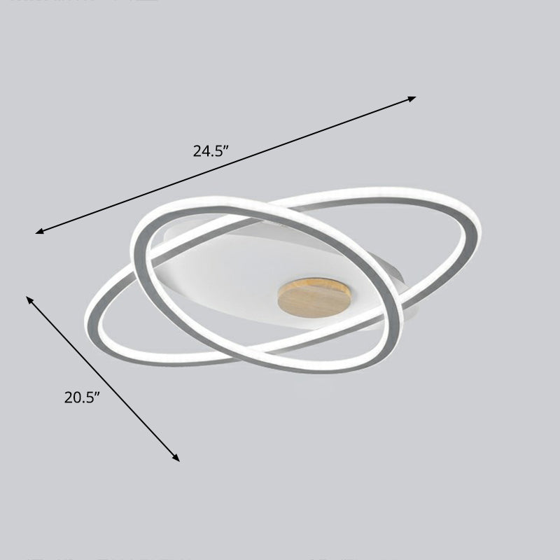 Oval Flush Mount Ceiling Lighting Fixture Simplicity Acrylic LED Flush Mount for Bedroom Grey 20.5"(53cm) White Clearhalo 'Ceiling Lights' 'Close To Ceiling Lights' 'Close to ceiling' 'Semi-flushmount' Lighting' 2326831