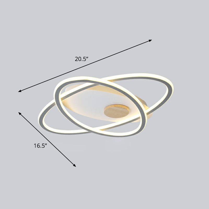 Oval Flush Mount Ceiling Lighting Fixture Simplicity Acrylic LED Flush Mount for Bedroom Grey 16.5" Warm Clearhalo 'Ceiling Lights' 'Close To Ceiling Lights' 'Close to ceiling' 'Semi-flushmount' Lighting' 2326832