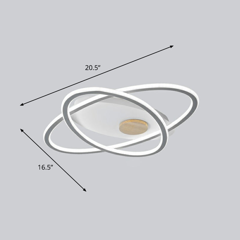 Oval Flush Mount Ceiling Lighting Fixture Simplicity Acrylic LED Flush Mount for Bedroom Grey 16.5" White Clearhalo 'Ceiling Lights' 'Close To Ceiling Lights' 'Close to ceiling' 'Semi-flushmount' Lighting' 2326835