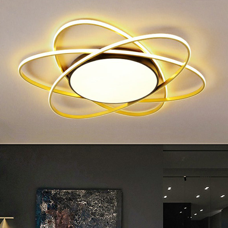 Metallic Floral Surface Mounted Led Ceiling Light Modern Black Flush Mount Light Fixture Clearhalo 'Ceiling Lights' 'Close To Ceiling Lights' 'Close to ceiling' 'Flush mount' Lighting' 2326841