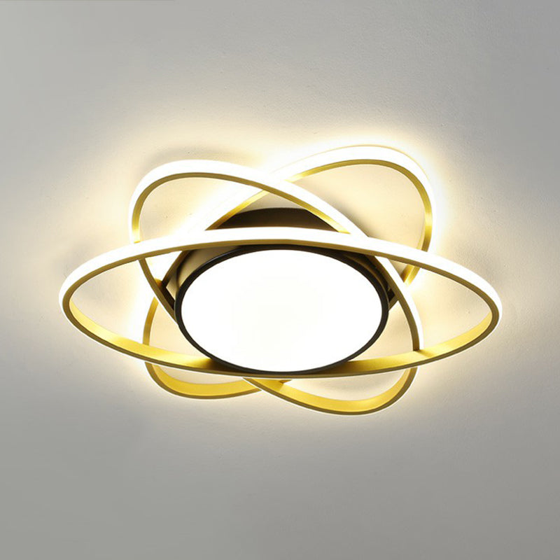 Metallic Floral Surface Mounted Led Ceiling Light Modern Black Flush Mount Light Fixture Black 23" Remote Control Stepless Dimming Clearhalo 'Ceiling Lights' 'Close To Ceiling Lights' 'Close to ceiling' 'Flush mount' Lighting' 2326849