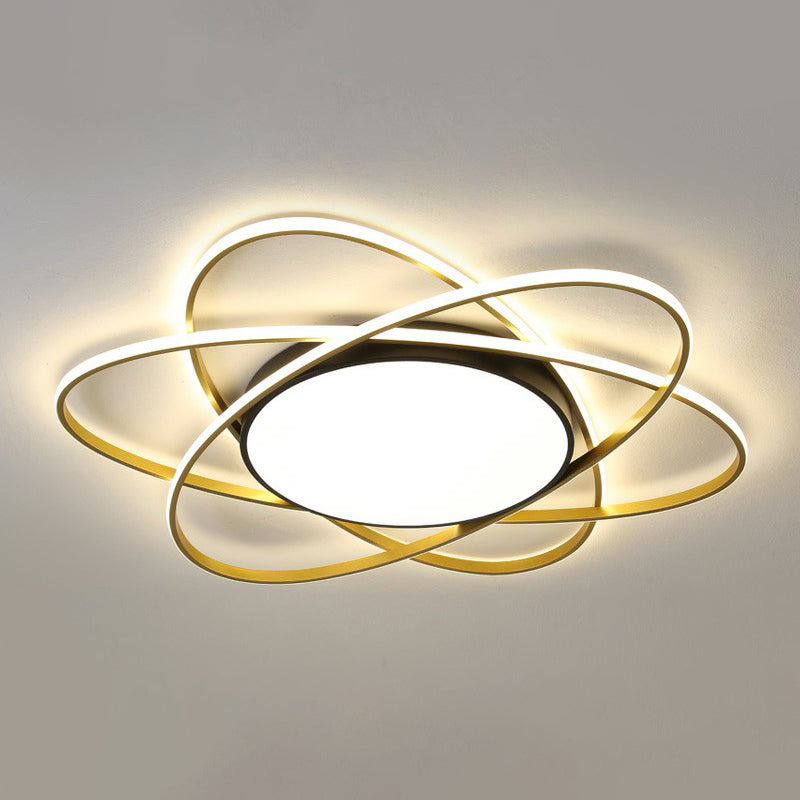 Metallic Floral Surface Mounted Led Ceiling Light Modern Black Flush Mount Light Fixture Black 31.5" Remote Control Stepless Dimming Clearhalo 'Ceiling Lights' 'Close To Ceiling Lights' 'Close to ceiling' 'Flush mount' Lighting' 2326850