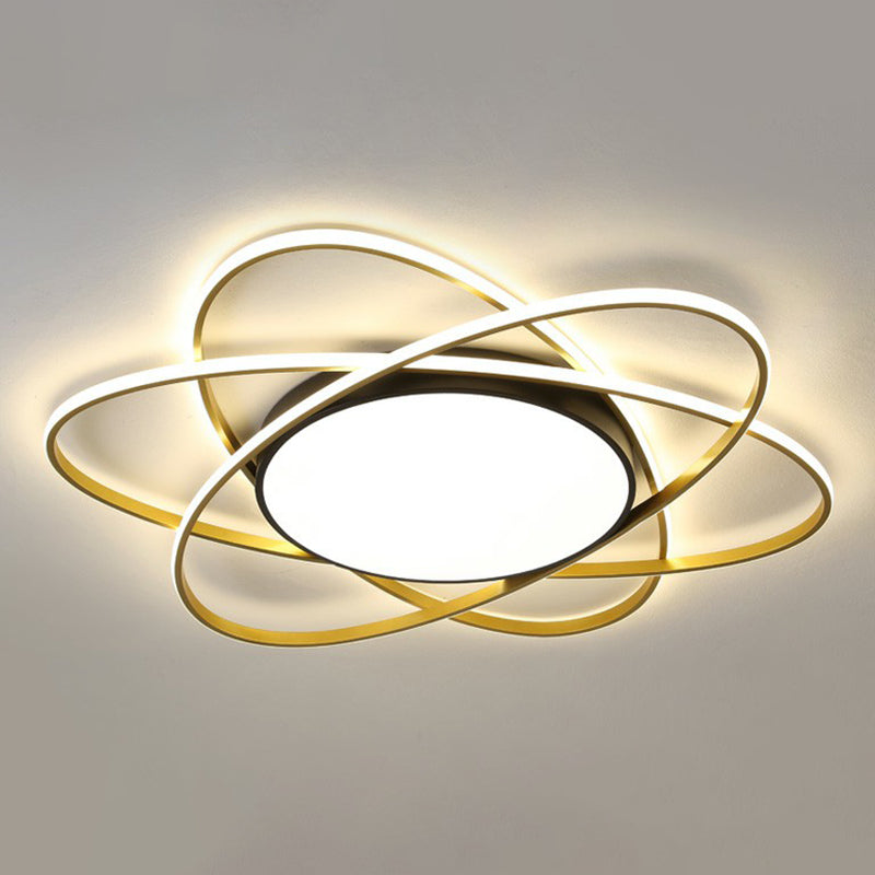 Metallic Floral Surface Mounted Led Ceiling Light Modern Black Flush Mount Light Fixture Black 39" Remote Control Stepless Dimming Clearhalo 'Ceiling Lights' 'Close To Ceiling Lights' 'Close to ceiling' 'Flush mount' Lighting' 2326851