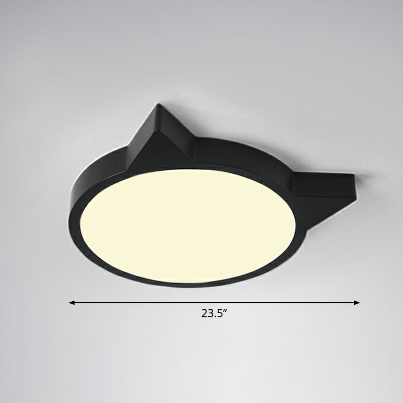 Minimalistic Kitty Flush Mount Ceiling Light Acrylic Kids Bedroom LED Flushmount Black 23.5" Remote Control Stepless Dimming Clearhalo 'Ceiling Lights' 'Close To Ceiling Lights' 'Close to ceiling' 'Flush mount' Lighting' 2326855