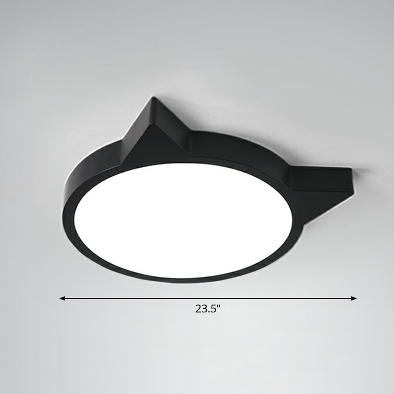 Minimalistic Kitty Flush Mount Ceiling Light Acrylic Kids Bedroom LED Flushmount Black 23.5" White Clearhalo 'Ceiling Lights' 'Close To Ceiling Lights' 'Close to ceiling' 'Flush mount' Lighting' 2326857
