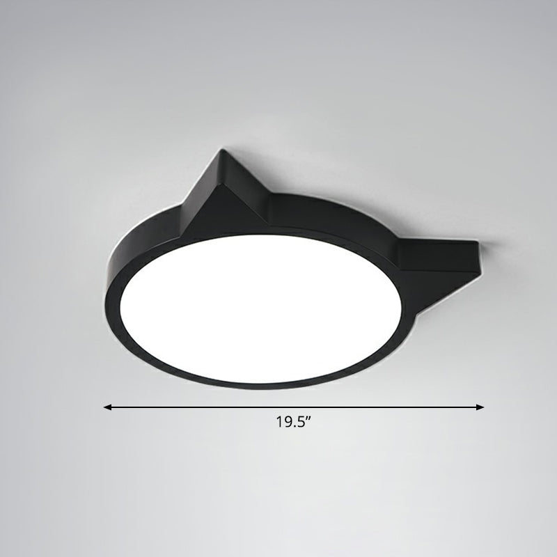 Minimalistic Kitty Flush Mount Ceiling Light Acrylic Kids Bedroom LED Flushmount Black 19.5" White Clearhalo 'Ceiling Lights' 'Close To Ceiling Lights' 'Close to ceiling' 'Flush mount' Lighting' 2326862