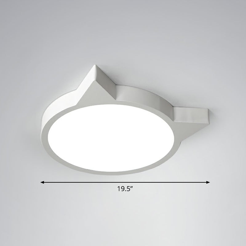 Minimalistic Kitty Flush Mount Ceiling Light Acrylic Kids Bedroom LED Flushmount White 19.5" White Clearhalo 'Ceiling Lights' 'Close To Ceiling Lights' 'Close to ceiling' 'Flush mount' Lighting' 2326871