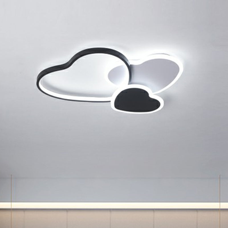 Black Loving Heart Flush Mount Light Modern Metal LED Ceiling Flush Light Fixture for Bedroom Clearhalo 'Ceiling Lights' 'Close To Ceiling Lights' 'Close to ceiling' 'Semi-flushmount' Lighting' 2326875