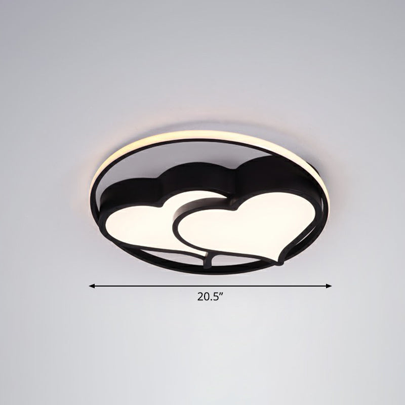 Ultrathin Bedroom Ceiling Mounted Fixture Acrylic Contemporary LED Flush Mount Lighting Black Third Gear Loving Heart Clearhalo 'Ceiling Lights' 'Close To Ceiling Lights' 'Close to ceiling' 'Flush mount' Lighting' 2326893