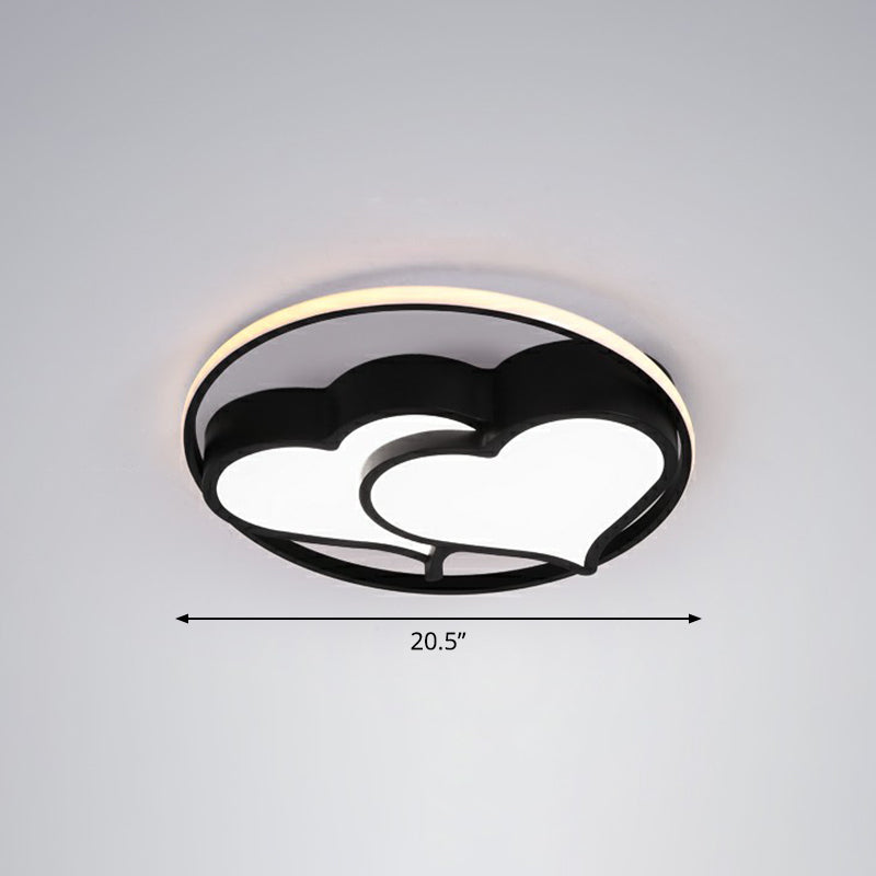 Ultrathin Bedroom Ceiling Mounted Fixture Acrylic Contemporary LED Flush Mount Lighting Black White Loving Heart Clearhalo 'Ceiling Lights' 'Close To Ceiling Lights' 'Close to ceiling' 'Flush mount' Lighting' 2326897