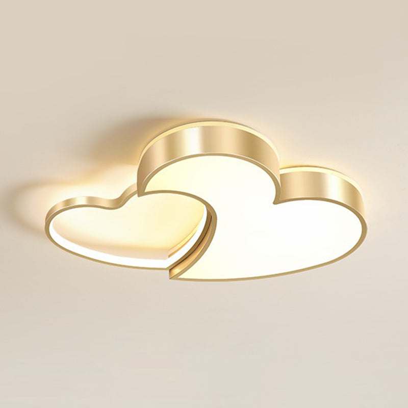 Heart Shaped Metal Ceiling Flush Light Minimalist Golden Flush Mount Led Light for Bedroom Clearhalo 'Ceiling Lights' 'Close To Ceiling Lights' 'Close to ceiling' 'Flush mount' Lighting' 2326908