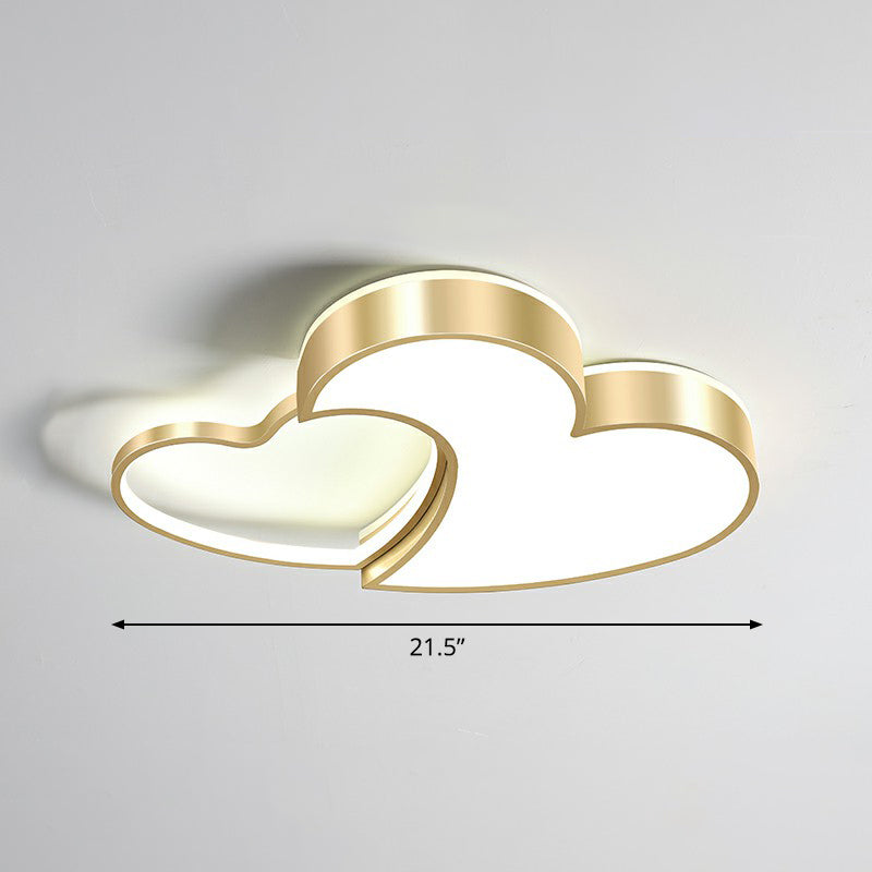 Heart Shaped Metal Ceiling Flush Light Minimalist Golden Flush Mount Led Light for Bedroom Gold 21.5" White Clearhalo 'Ceiling Lights' 'Close To Ceiling Lights' 'Close to ceiling' 'Flush mount' Lighting' 2326909