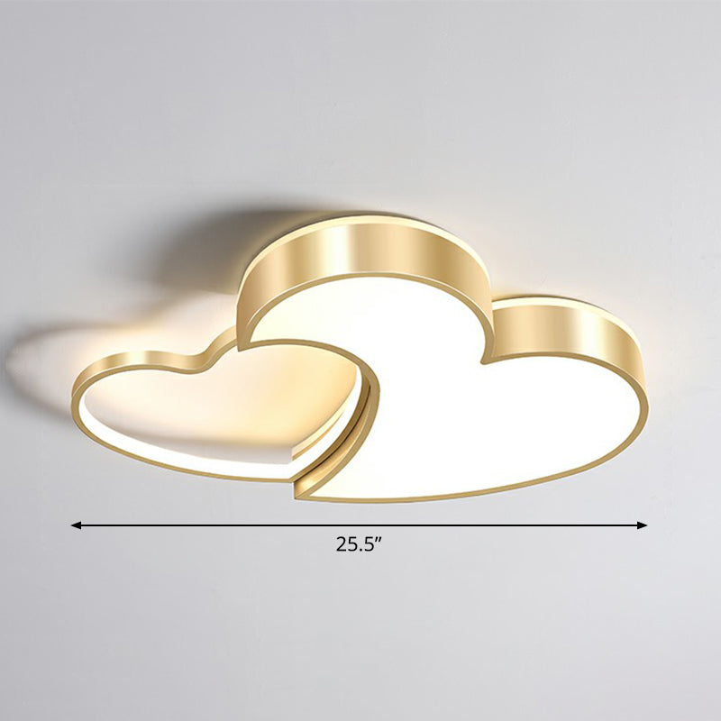 Heart Shaped Metal Ceiling Flush Light Minimalist Golden Flush Mount Led Light for Bedroom Gold 25.5" Remote Control Stepless Dimming Clearhalo 'Ceiling Lights' 'Close To Ceiling Lights' 'Close to ceiling' 'Flush mount' Lighting' 2326913