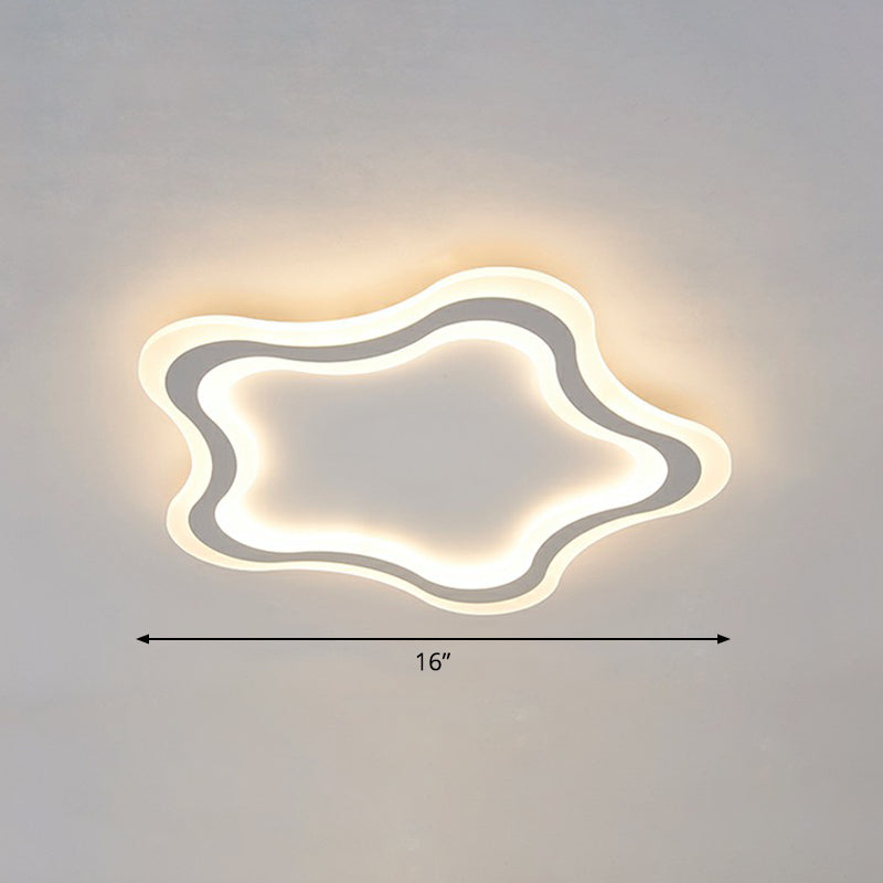 White Pentacle LED Flushmount Ceiling Lamp Cartoon Acrylic Flush Light for Child Room White 16" Warm Clearhalo 'Ceiling Lights' 'Close To Ceiling Lights' 'Close to ceiling' 'Flush mount' Lighting' 2326931