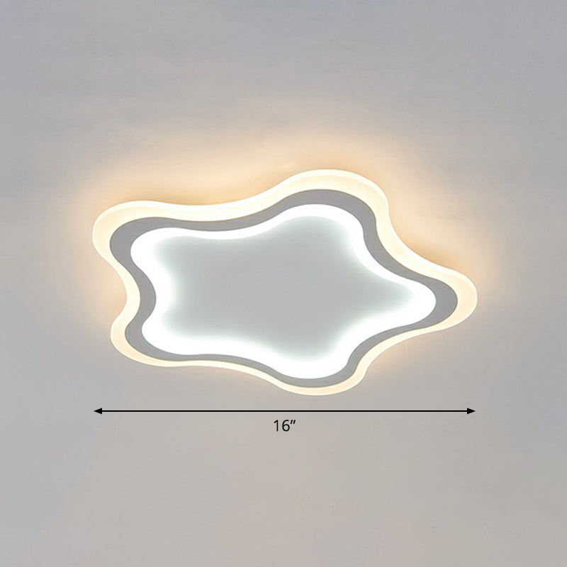 White Pentacle LED Flushmount Ceiling Lamp Cartoon Acrylic Flush Light for Child Room White 16" Inner White Outer Warm Clearhalo 'Ceiling Lights' 'Close To Ceiling Lights' 'Close to ceiling' 'Flush mount' Lighting' 2326936