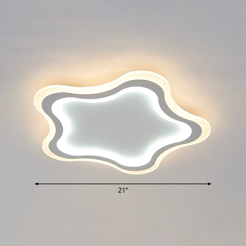 White Pentacle LED Flushmount Ceiling Lamp Cartoon Acrylic Flush Light for Child Room White 21" Inner White Outer Warm Clearhalo 'Ceiling Lights' 'Close To Ceiling Lights' 'Close to ceiling' 'Flush mount' Lighting' 2326937