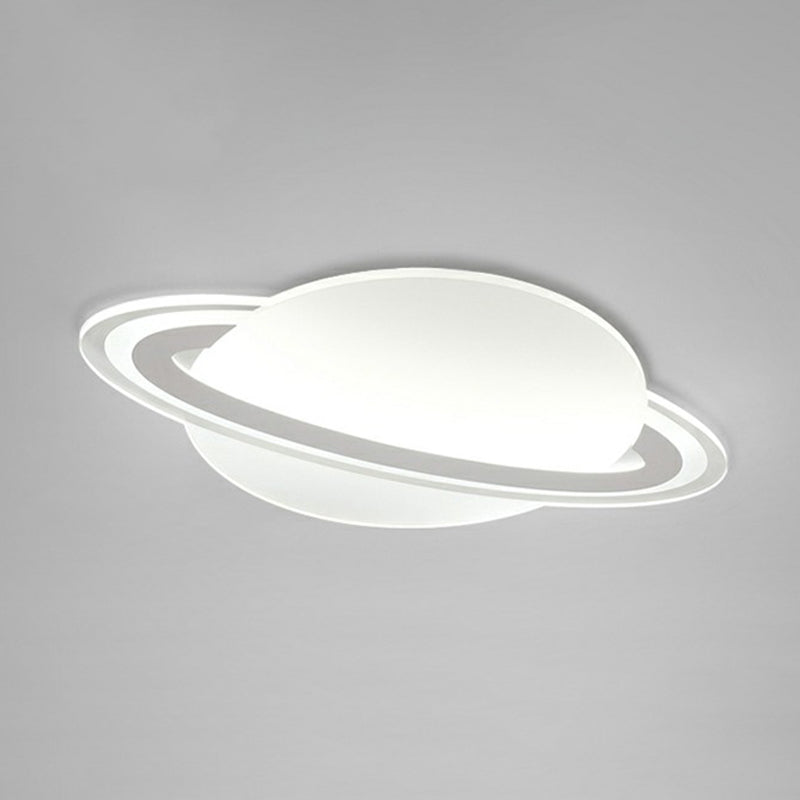 Ringed Planet Kids Bedroom Flush Lamp Acrylic Minimalism LED Ceiling Mount Light in White White White Clearhalo 'Ceiling Lights' 'Close To Ceiling Lights' 'Close to ceiling' 'Flush mount' Lighting' 2327003