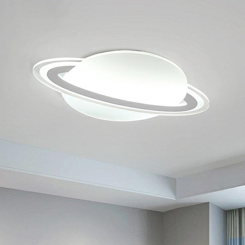 Ringed Planet Kids Bedroom Flush Lamp Acrylic Minimalism LED Ceiling Mount Light in White Clearhalo 'Ceiling Lights' 'Close To Ceiling Lights' 'Close to ceiling' 'Flush mount' Lighting' 2327004