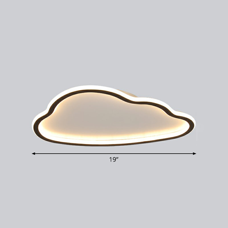 Simplicity Flush Mount LED Light Black-White Cloud Ceiling Lamp with Acrylic Shade Black 19" Remote Control Stepless Dimming Clearhalo 'Ceiling Lights' 'Close To Ceiling Lights' 'Close to ceiling' 'Flush mount' Lighting' 2327050