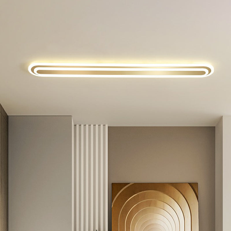 Gold Oblong LED Ceiling Fixture Minimalism Acrylic Flush Mount Light for Bedroom Clearhalo 'Ceiling Lights' 'Close To Ceiling Lights' 'Close to ceiling' 'Flush mount' Lighting' 2327077