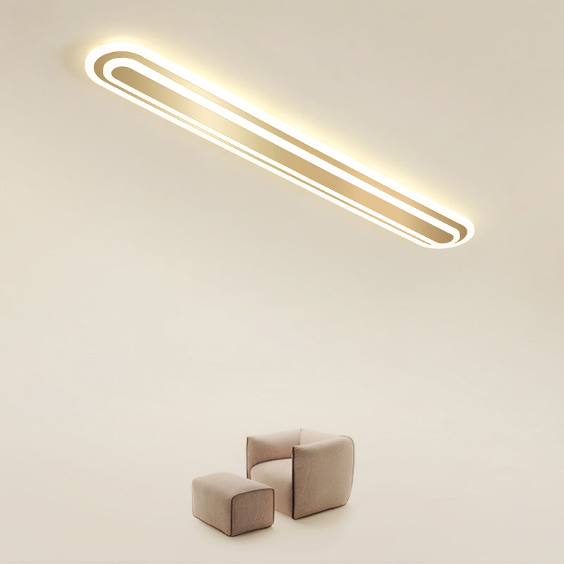 Gold Oblong LED Ceiling Fixture Minimalism Acrylic Flush Mount Light for Bedroom Clearhalo 'Ceiling Lights' 'Close To Ceiling Lights' 'Close to ceiling' 'Flush mount' Lighting' 2327079
