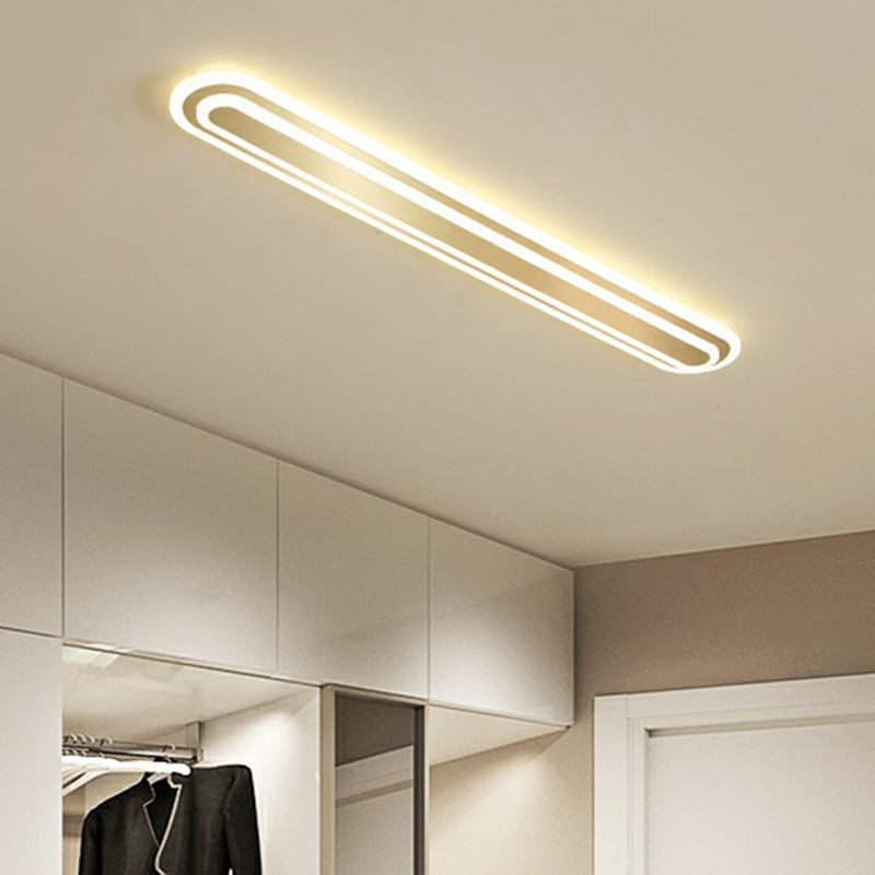 Gold Oblong LED Ceiling Fixture Minimalism Acrylic Flush Mount Light for Bedroom Clearhalo 'Ceiling Lights' 'Close To Ceiling Lights' 'Close to ceiling' 'Flush mount' Lighting' 2327081