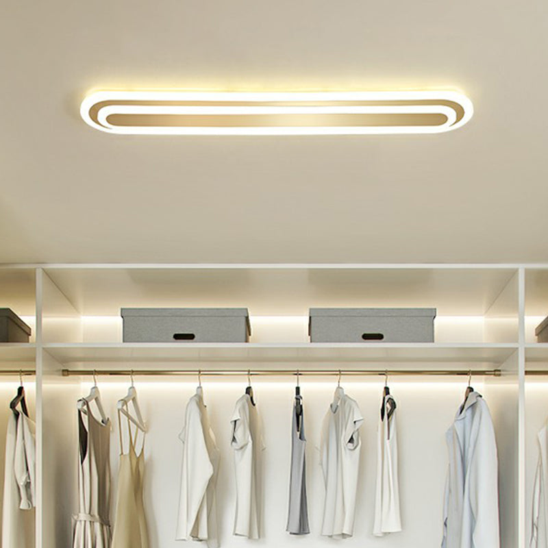 Gold Oblong LED Ceiling Fixture Minimalism Acrylic Flush Mount Light for Bedroom Clearhalo 'Ceiling Lights' 'Close To Ceiling Lights' 'Close to ceiling' 'Flush mount' Lighting' 2327084