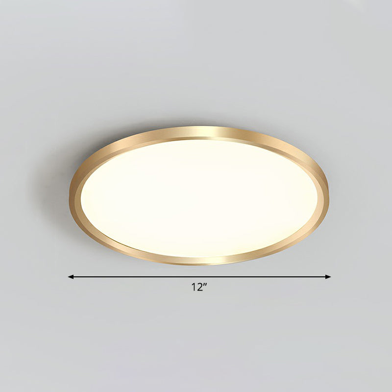 Circle Bedroom Ceiling Flush Mount Fixture Acrylic Simplicity LED Flush Light in Gold Gold 12" Remote Control Stepless Dimming Clearhalo 'Ceiling Lights' 'Close To Ceiling Lights' 'Close to ceiling' 'Flush mount' Lighting' 2327131