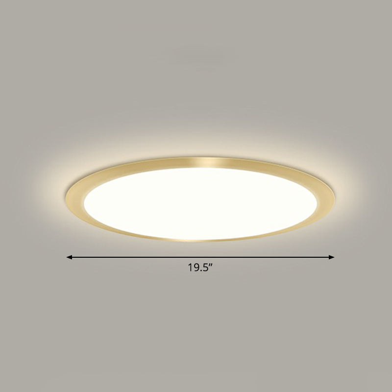 Flat LED Flush Mount Lighting Minimalist Acrylic Ceiling Light Fixture for Bedroom Gold 19.5" Remote Control Stepless Dimming Clearhalo 'Ceiling Lights' 'Close To Ceiling Lights' 'Close to ceiling' 'Flush mount' Lighting' 2327141