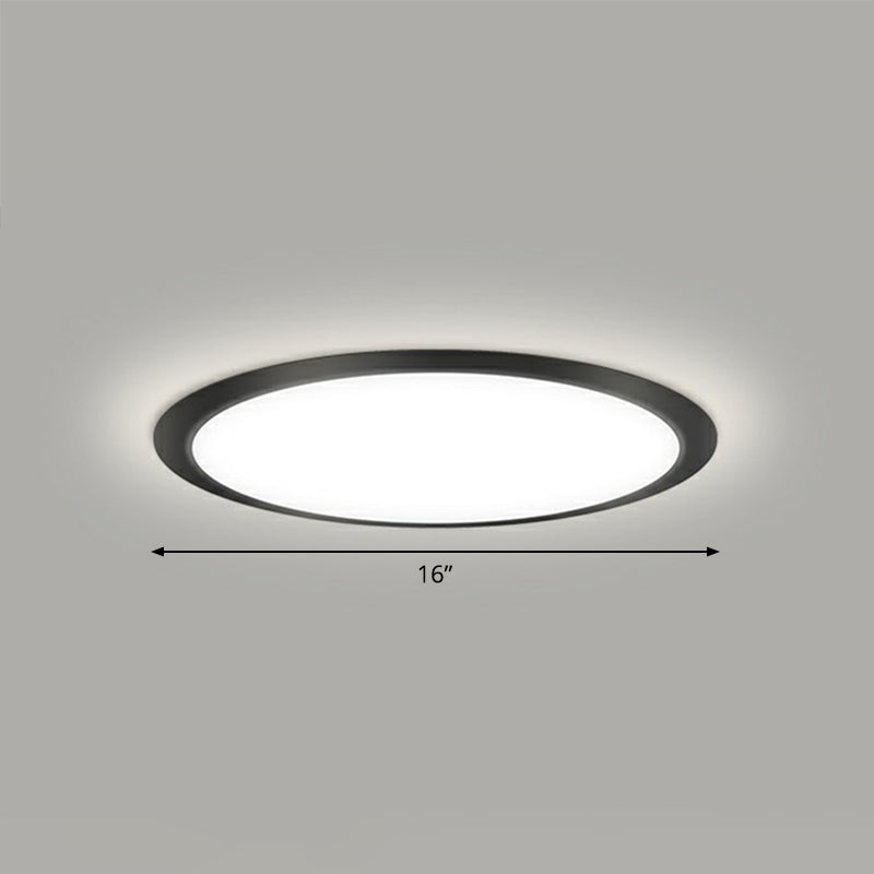 Flat LED Flush Mount Lighting Minimalist Acrylic Ceiling Light Fixture for Bedroom Black 16" White Clearhalo 'Ceiling Lights' 'Close To Ceiling Lights' 'Close to ceiling' 'Flush mount' Lighting' 2327146