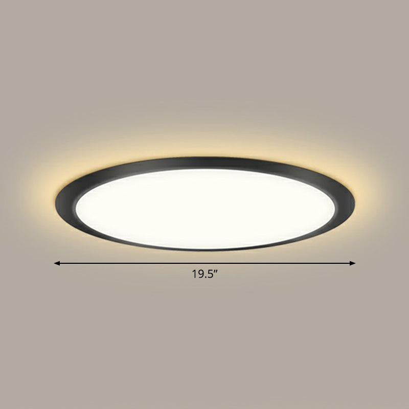 Flat LED Flush Mount Lighting Minimalist Acrylic Ceiling Light Fixture for Bedroom Black 19.5" Warm Clearhalo 'Ceiling Lights' 'Close To Ceiling Lights' 'Close to ceiling' 'Flush mount' Lighting' 2327147