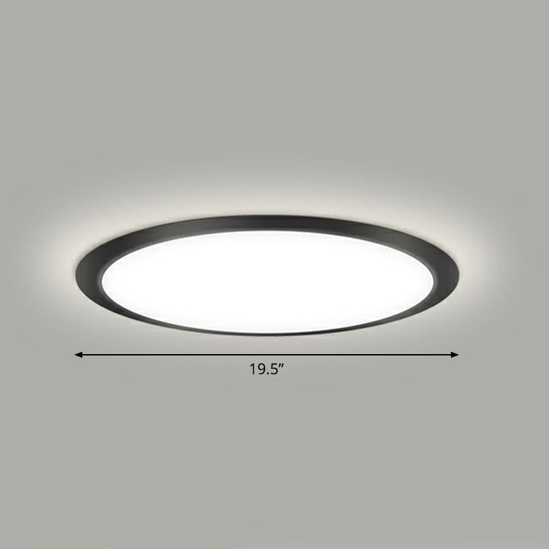 Flat LED Flush Mount Lighting Minimalist Acrylic Ceiling Light Fixture for Bedroom Black 19.5" White Clearhalo 'Ceiling Lights' 'Close To Ceiling Lights' 'Close to ceiling' 'Flush mount' Lighting' 2327149