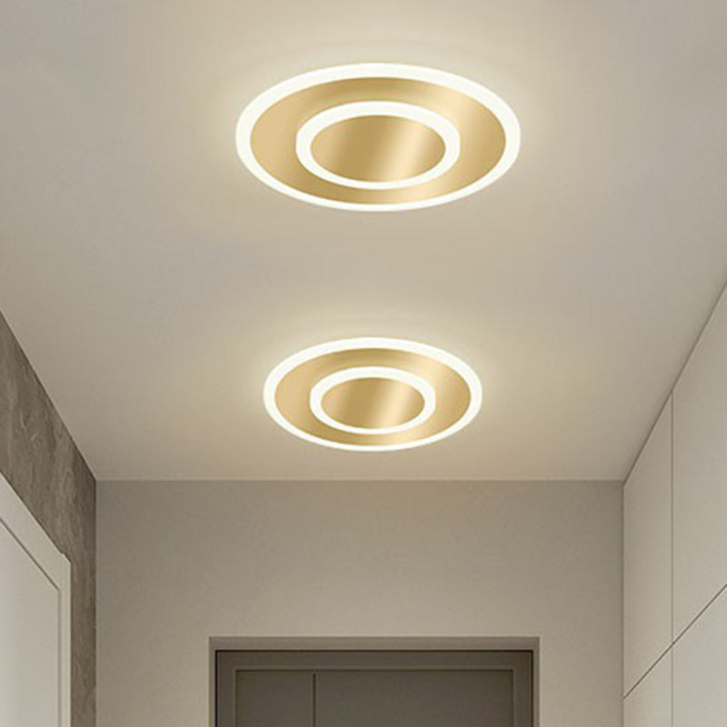 Geometric Shape Corridor Ceiling Light Acrylic Minimalism LED Flush Mount Fixture in Gold Clearhalo 'Ceiling Lights' 'Close To Ceiling Lights' 'Close to ceiling' 'Flush mount' Lighting' 2327178