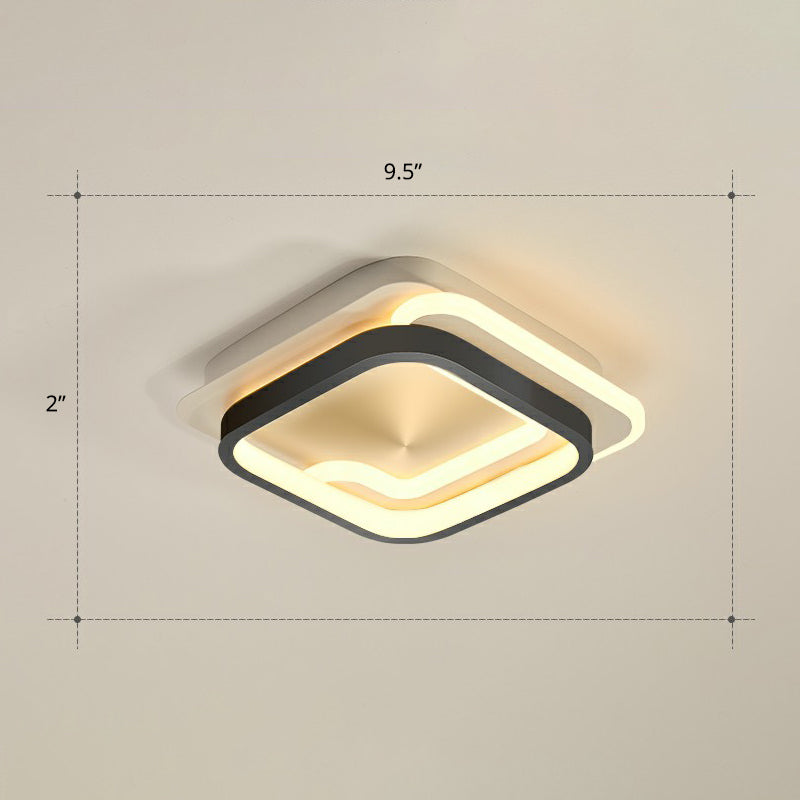Minimalist Geometrical Ceiling Lighting Acrylic Hallway LED Flush Mount Light Fixture Black Warm Square Plate Clearhalo 'Ceiling Lights' 'Close To Ceiling Lights' 'Close to ceiling' 'Flush mount' Lighting' 2327215