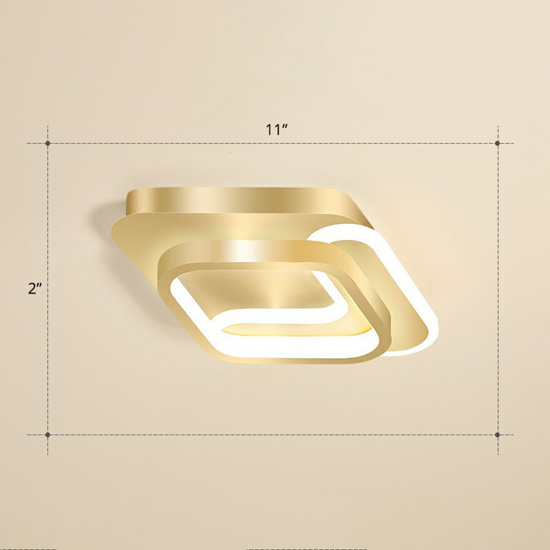 Minimalist Geometrical Ceiling Lighting Acrylic Hallway LED Flush Mount Light Fixture Gold Warm Rhombus Clearhalo 'Ceiling Lights' 'Close To Ceiling Lights' 'Close to ceiling' 'Flush mount' Lighting' 2327221