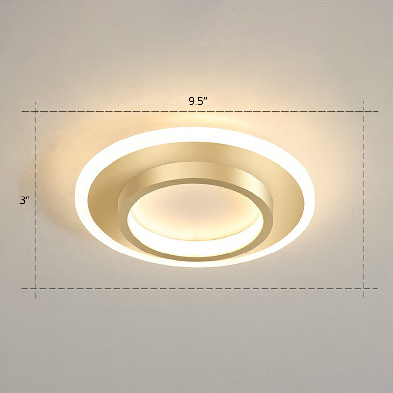Simple Style Geometric Flushmount Ceiling Lamp Metal Corridor Flush Mounted Light Gold Warm Round Clearhalo 'Ceiling Lights' 'Close To Ceiling Lights' 'Close to ceiling' 'Flush mount' Lighting' 2327229
