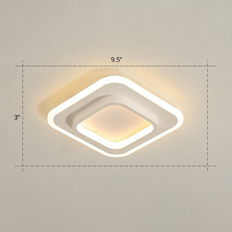 Simple Style Geometric Flushmount Ceiling Lamp Metal Corridor Flush Mounted Light White Warm Square Plate Clearhalo 'Ceiling Lights' 'Close To Ceiling Lights' 'Close to ceiling' 'Flush mount' Lighting' 2327237