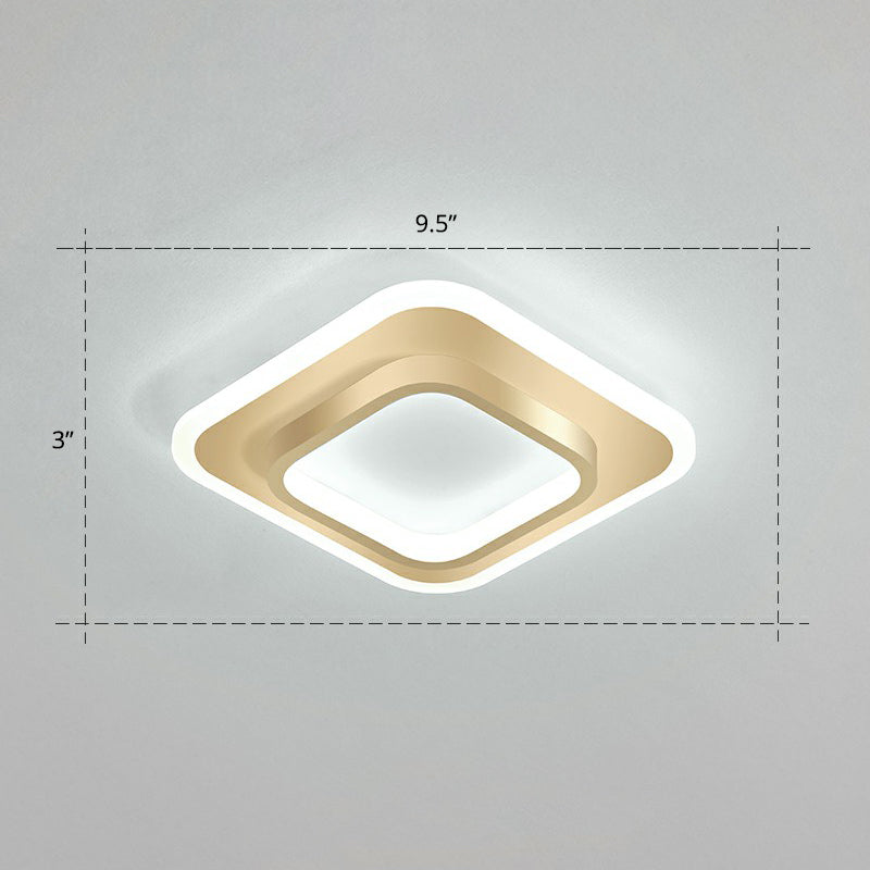 Simple Style Geometric Flushmount Ceiling Lamp Metal Corridor Flush Mounted Light Gold White Square Plate Clearhalo 'Ceiling Lights' 'Close To Ceiling Lights' 'Close to ceiling' 'Flush mount' Lighting' 2327239