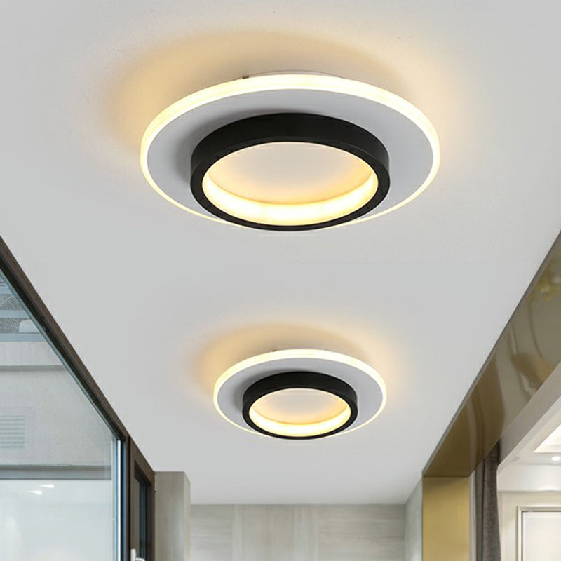 Black Finish Geometric LED Ceiling Flush Light Nordic Metal Flush Mounted Fixture for Aisle Clearhalo 'Ceiling Lights' 'Close To Ceiling Lights' 'Close to ceiling' 'Flush mount' Lighting' 2327243