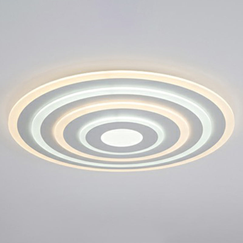 White Concentric Round Flushmount Simple Style Acrylic LED Flush Ceiling Light for Bedroom White 31.5" Remote Control Stepless Dimming Clearhalo 'Ceiling Lights' 'Close To Ceiling Lights' 'Close to ceiling' 'Flush mount' Lighting' 2327260