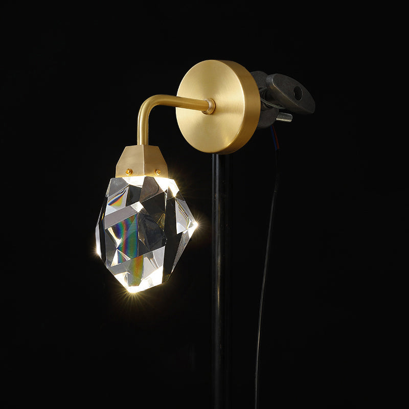 Beveled K9 Crystal Gem Shaped Wall Lamp Simplicity LED Sconce Light Fixture for Bedroom Clearhalo 'Cast Iron' 'Glass' 'Industrial' 'Modern wall lights' 'Modern' 'Tiffany' 'Traditional wall lights' 'Wall Lamps & Sconces' 'Wall Lights' Lighting' 2327385