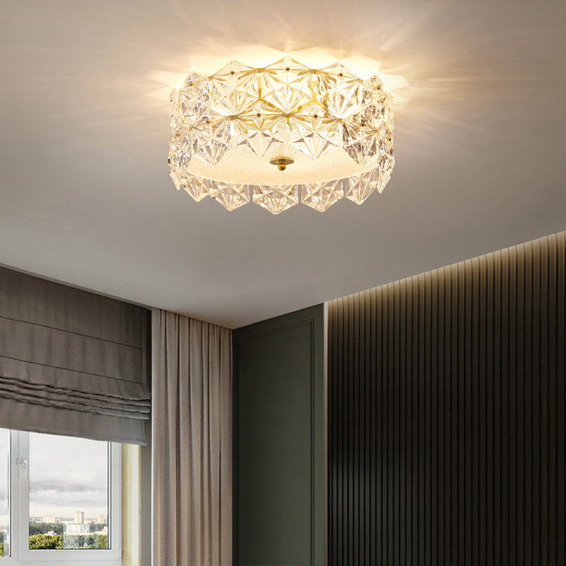 Round Clear Hexagonal Glass Flush Light Minimalistic Ceiling Mount Light for Living Room Clearhalo 'Ceiling Lights' 'Close To Ceiling Lights' 'Close to ceiling' 'Flush mount' Lighting' 2327590