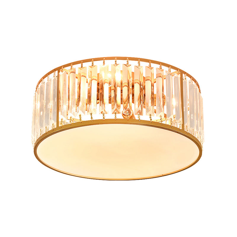 Minimalism Drum Flushmount Ceiling Lamp Prismatic Crystal Bedroom Flush Mounted Light Clearhalo 'Ceiling Lights' 'Close To Ceiling Lights' 'Close to ceiling' 'Flush mount' Lighting' 2327615