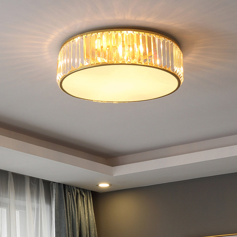 Drum Bedroom LED Flush Light Crystal Rod Modern Flush Mount Ceiling Light Fixture Clearhalo 'Ceiling Lights' 'Close To Ceiling Lights' 'Close to ceiling' 'Flush mount' Lighting' 2327619