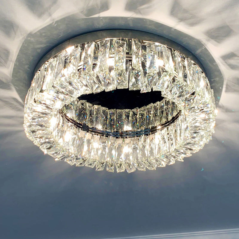 Modern Circular Flush Ceiling Light Fixture Beveled Crystal Living Room Flush-Mount Light Clearhalo 'Ceiling Lights' 'Close To Ceiling Lights' 'Close to ceiling' 'Flush mount' Lighting' 2327647