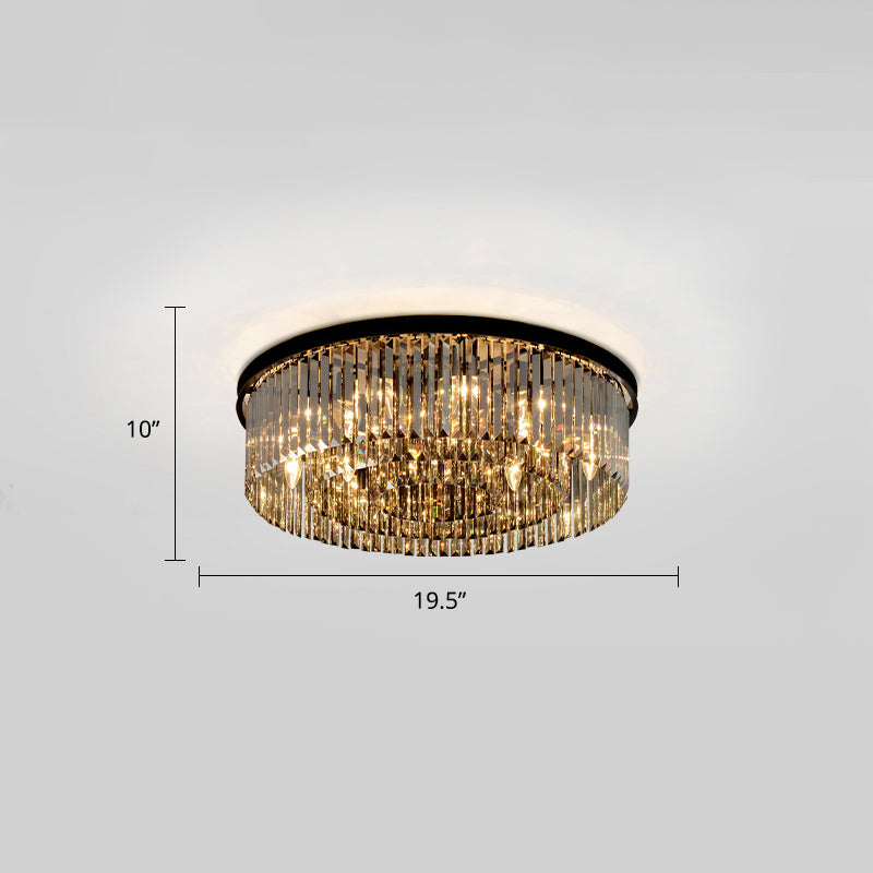 Circular Flushmount Ceiling Lamp Modern Smoke Grey K9 Crystal Living Room Flush Light Fixture Smoke Gray 19.5" Clearhalo 'Ceiling Lights' 'Close To Ceiling Lights' 'Close to ceiling' 'Flush mount' Lighting' 2327657