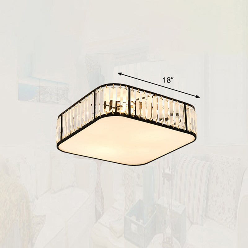 Bedroom Flush Mount Ceiling Light Minimalism Flush Light with Square Crystal Shade Black 18" Clearhalo 'Ceiling Lights' 'Close To Ceiling Lights' 'Close to ceiling' 'Flush mount' Lighting' 2327668