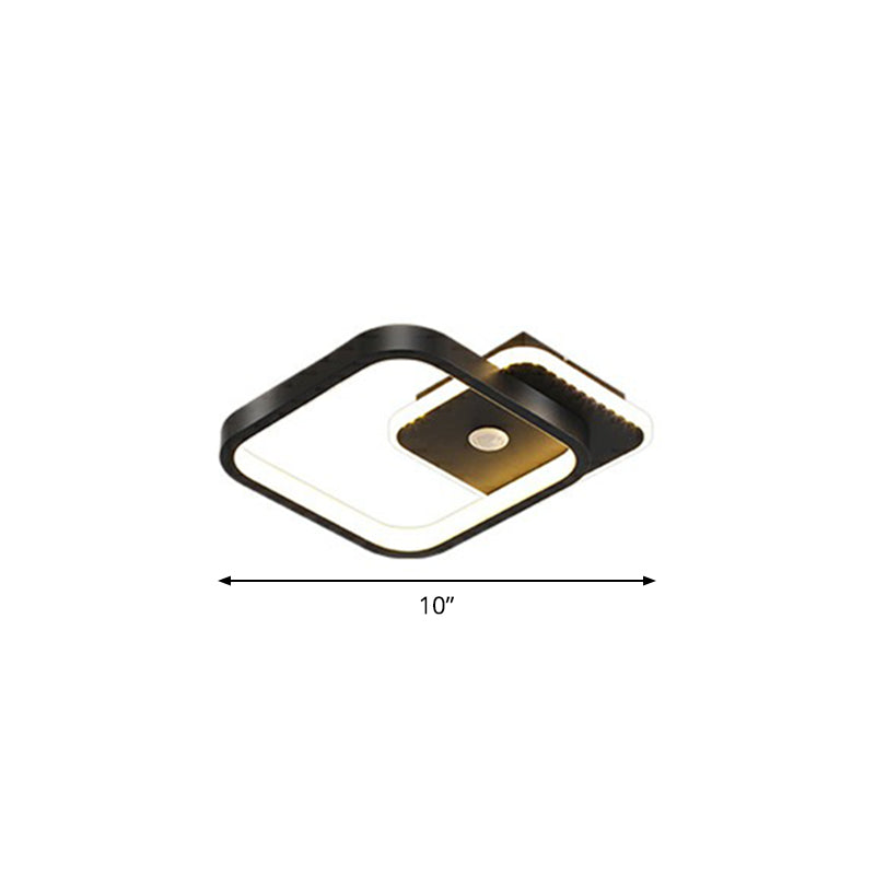 Geometric Shaped LED Ceiling Light Minimalism Metal Corridor Flush Mount Lighting Fixture Black Square Clearhalo 'Ceiling Lights' 'Close To Ceiling Lights' 'Close to ceiling' 'Semi-flushmount' Lighting' 2327701