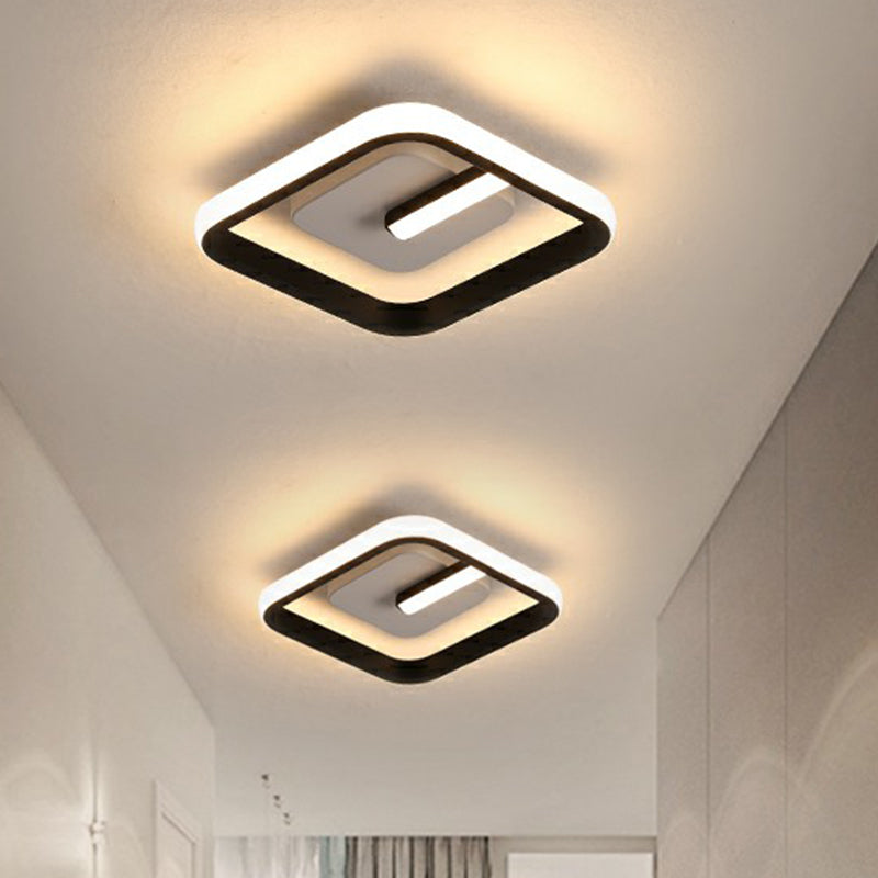 Small Foyer Ceiling Mount Light Fixture Metal Minimalistic LED Flush Mount in Black Clearhalo 'Ceiling Lights' 'Close To Ceiling Lights' 'Close to ceiling' 'Flush mount' Lighting' 2327717