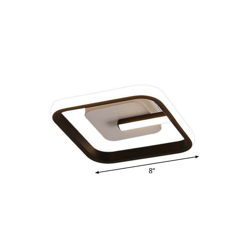 Small Foyer Ceiling Mount Light Fixture Metal Minimalistic LED Flush Mount in Black Black Warm Square Plate Clearhalo 'Ceiling Lights' 'Close To Ceiling Lights' 'Close to ceiling' 'Flush mount' Lighting' 2327718